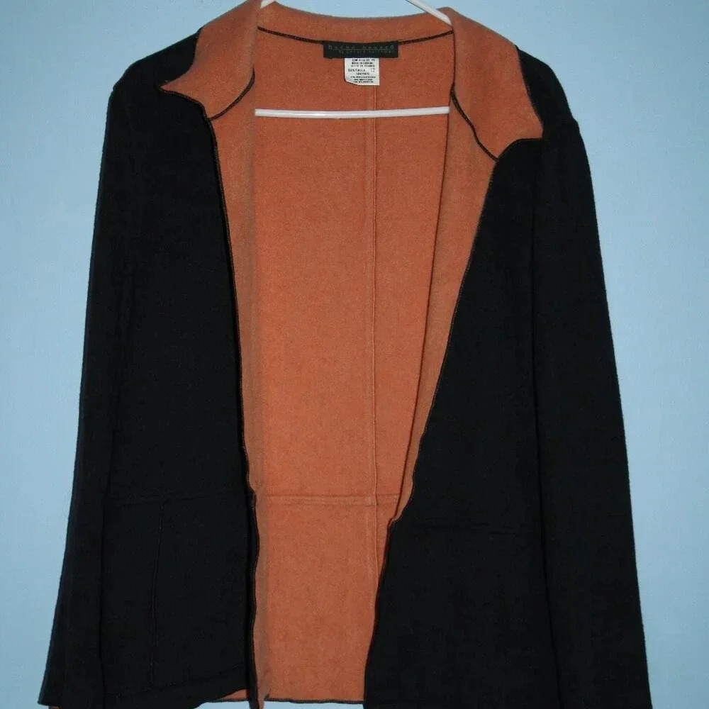 Harvé Benard by Benard Holtzman Dark Gray Pull On Wool Blend Jacket Sweater